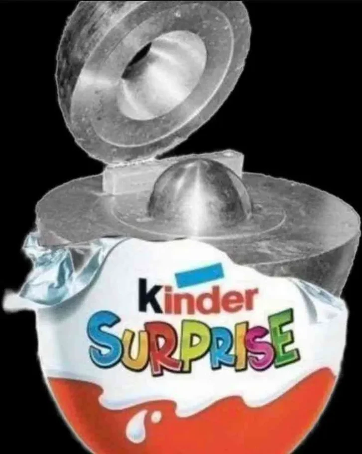Picture of a Kinder Surprise wrapping with a demon core inside